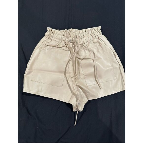 MISSGUIDED size 0 tan leather women’s shorts - Picture 1 of 4